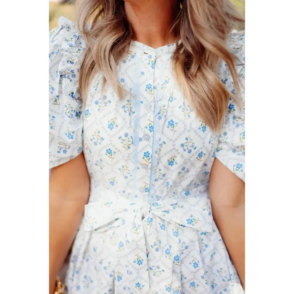 NEW KARLIE floral puff sleeve maxi dress in ivory - Picture 3 of 9